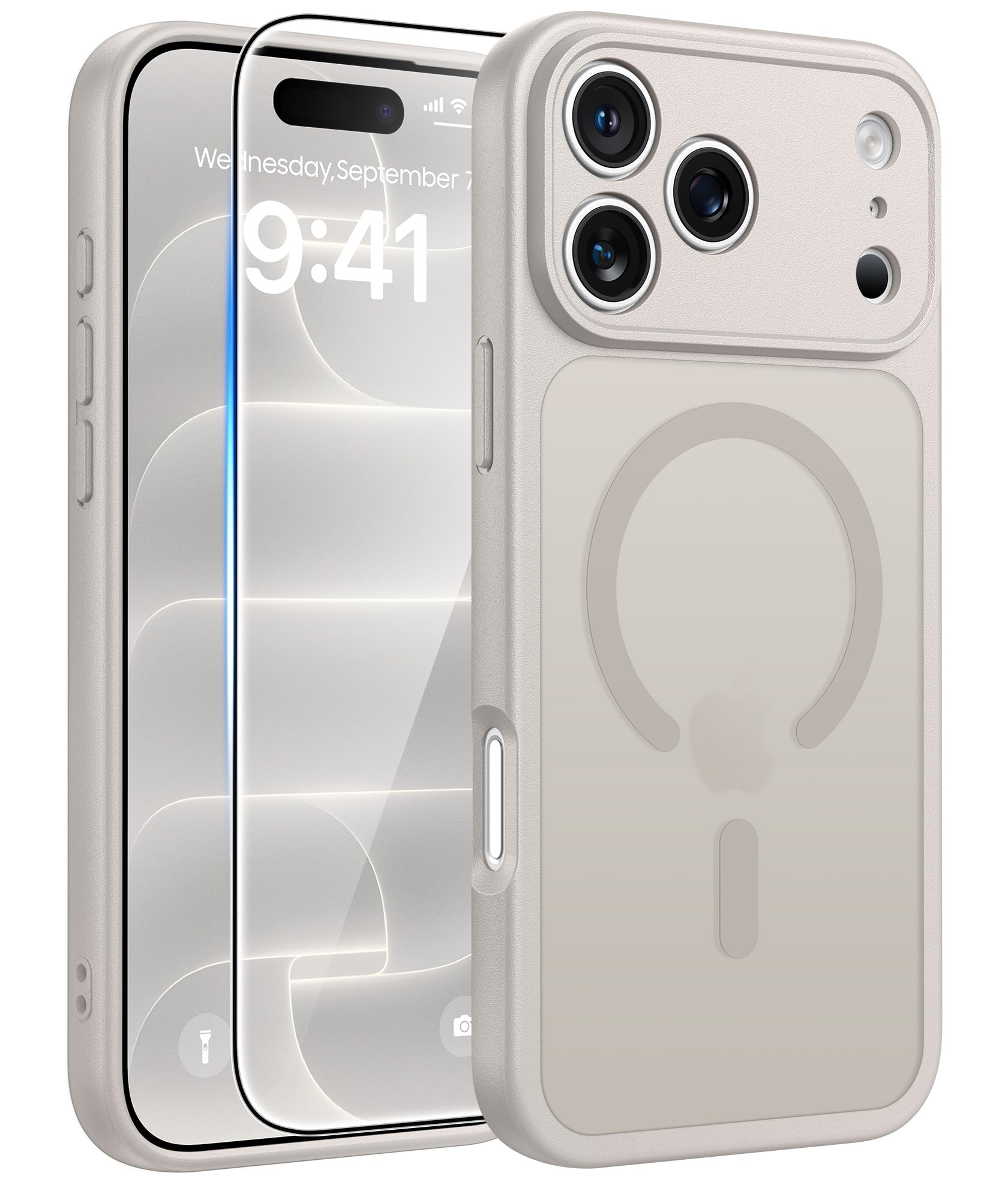 FNTCASE for iPhone 18 Pro Max Case / 17 Pro Max Case, Fit for Magsafe | Screen Protector, Camera Protection, Translucent Matte, 14FT Military Grade Drop Proof, Shockproof Phone Cover, Off White