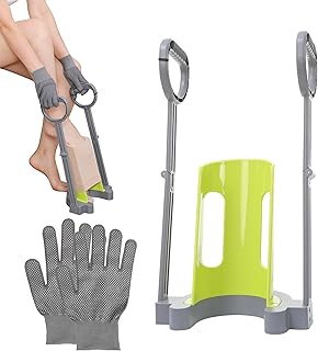 Fanwer ソックスエイド 着圧靴下履く補助具 着圧ハイソックス・ストッキング履き特化エイド ストッキング・靴下対応 靴下エイド 介護用品 自助具 リハビリ 支援 妊婦 高齢者 補助手袋付き, グリーン