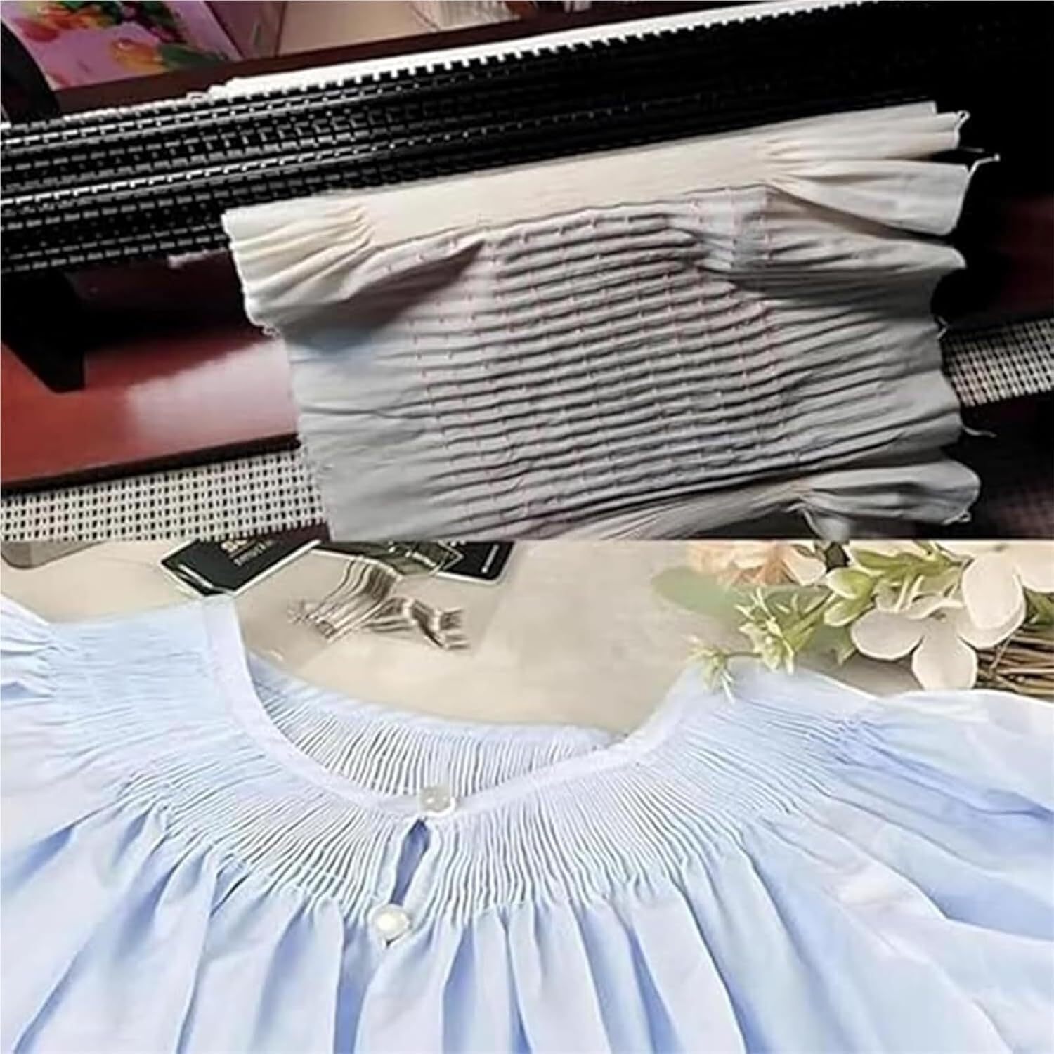 Máquina de coser plisada de 24 filas, 47 posiciones de aguja para pliegues ajustables, para hacer disfraces y vestidos, manualidades y costura