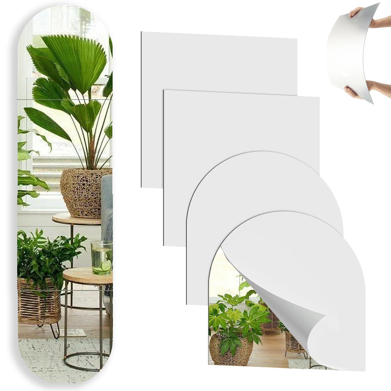 Stowetry 4 Pcs 30x30cm Acrylic Mirror Tiles Self Adhesive(2mm Thick)