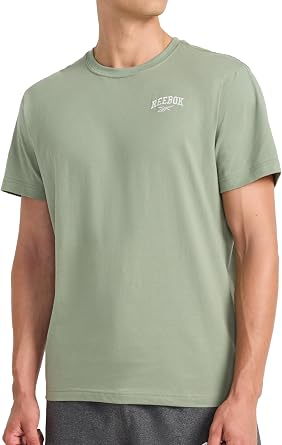 Reebok Mens Touchdown Crewneck T-Shirt, Standard Fit, Lightweight Cotton-Poly Fabric