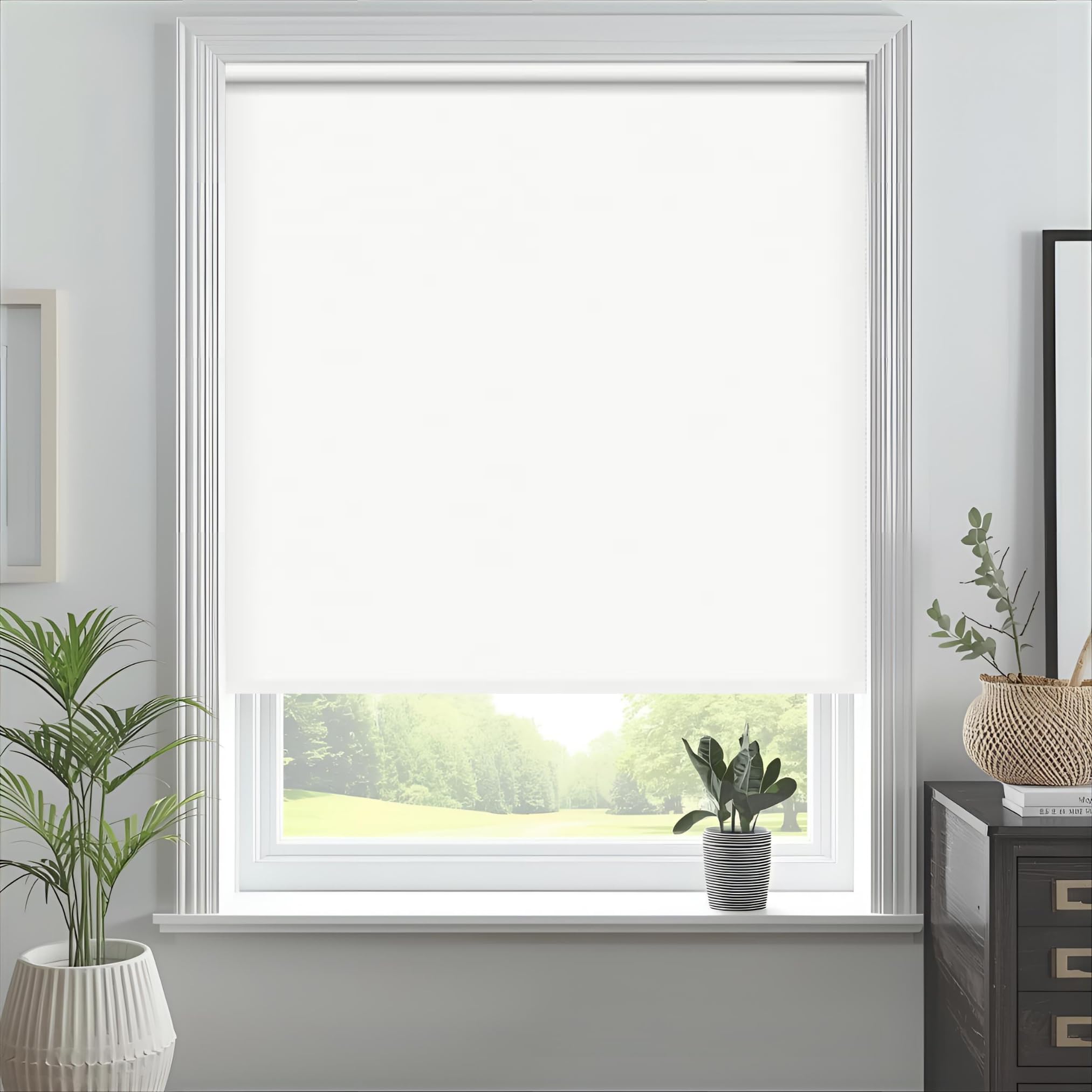 J.Din Made To Measure Roller Blinds, Thermal Blackout Roller Blind, Easy Fit Insulated UV Protection Child Safe Home Office Window Blinds, White 150W x 165H cm