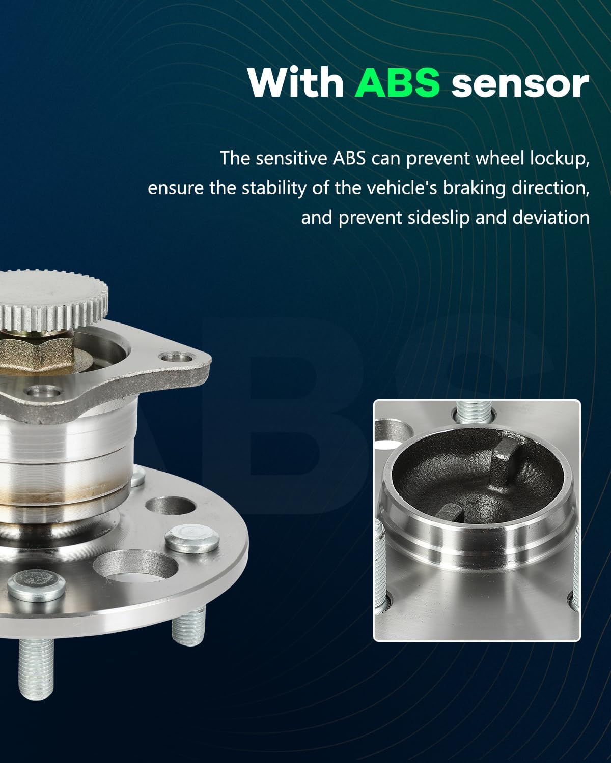 SCITOO Wheel Bearing and Hub Replaces 512310 Rear fit for Lexus Es300 1992-2001, for Rx300 1999-2003, for Toyota Camry 1992-2001, for Toyota Solara 1999-2003 Hub Bearing Assembly 5 Lugs W/ABS [1pc]
