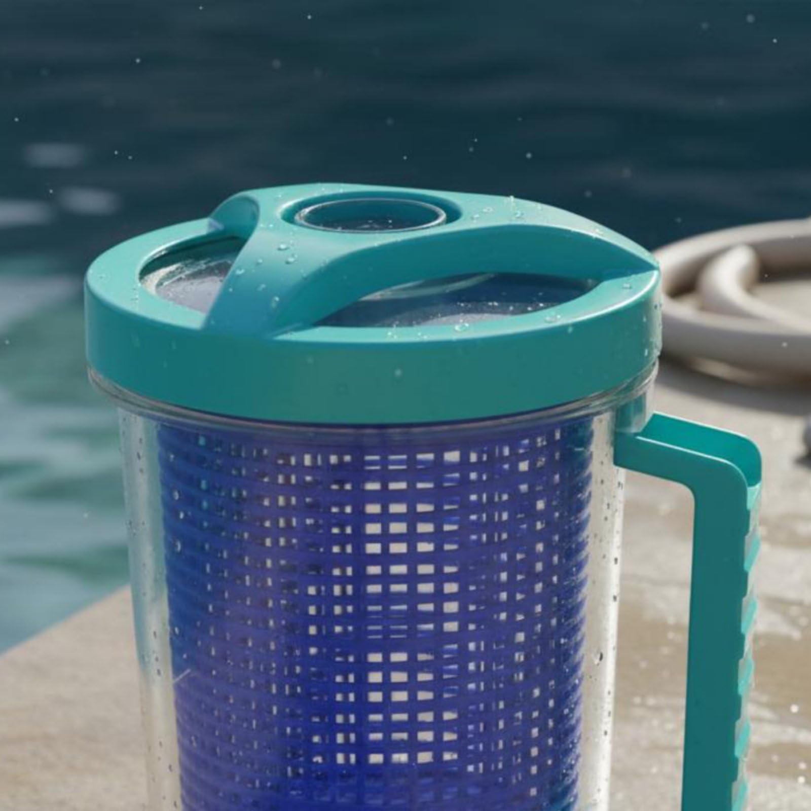 Filtro de Hojas para Piscina Canister Cesta Recogedora Prefiltro Plástico Resistente con Cuerpo Transparente para Ver Acumulación y Limpiar Adecuado, Array, Azul