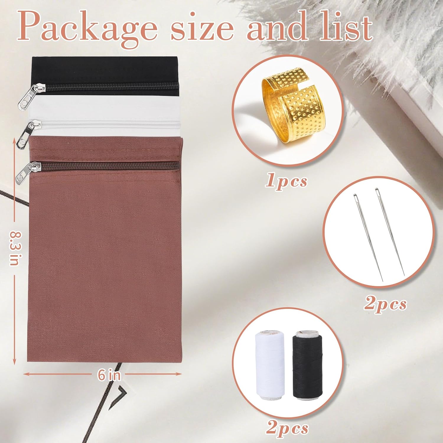 Sew-in Side Pocket with Zipper ，Hidden Wallet Travel Security Pocket Drainage Pouch With three colors and two pieces of needle and thread for Mastectomy Recovery Shirt ，Puffer Jacket，Robes，Hoodie