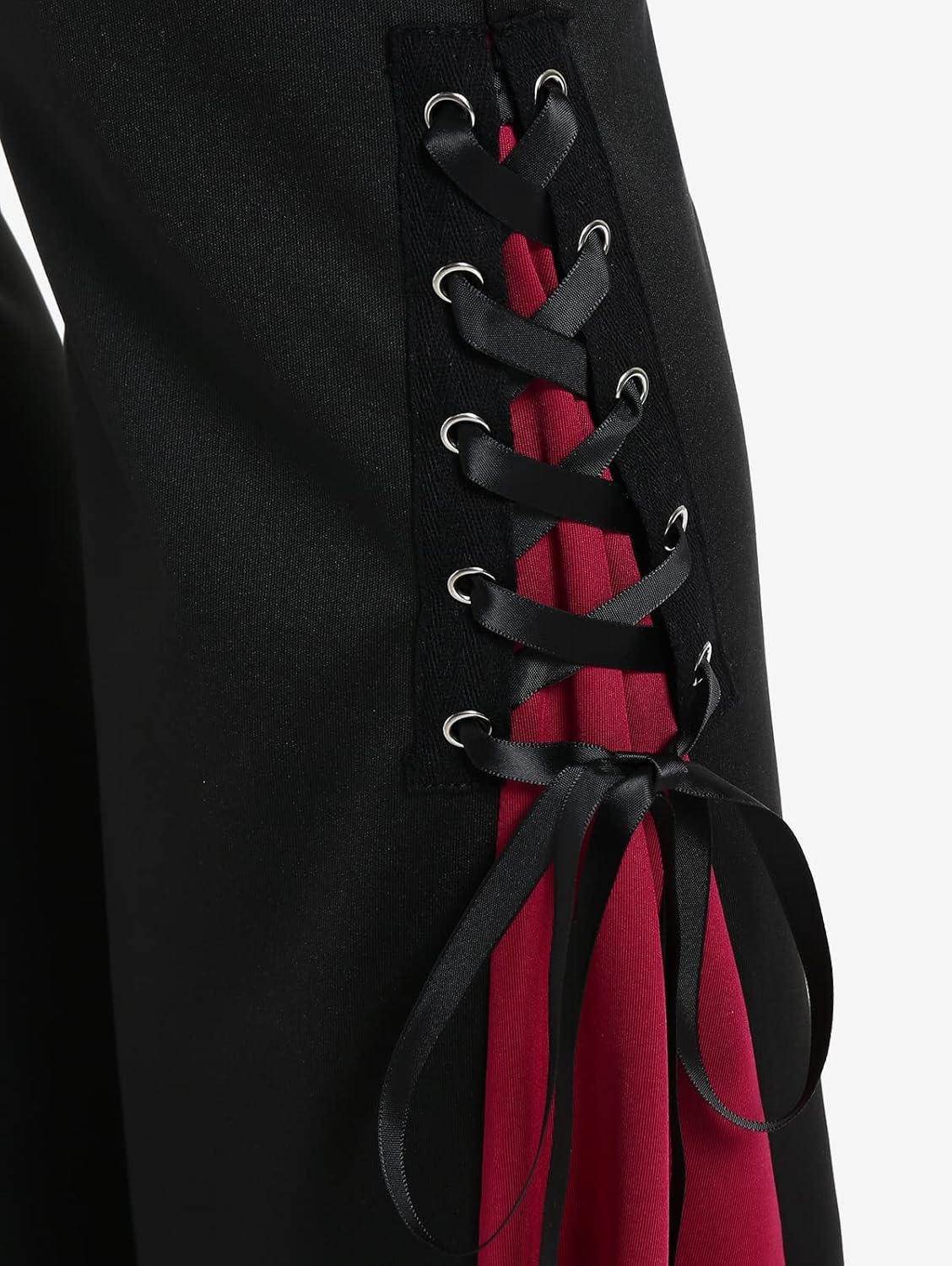ROSE GAL Womens Plus Size Gothic Lace Up Two Tone Godet Hem Pull On Flare Pants - Image 5