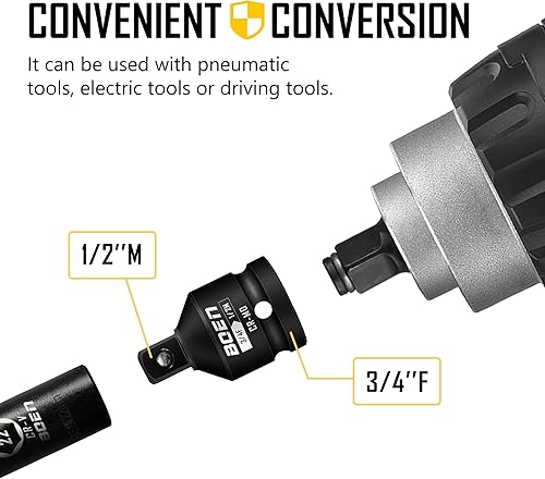 Miniatura 15 de BOEN Adaptador de enchufe de impacto de 3/4 "F a 1" M, acero Cr-Mo, juego de adaptadores de enchufe para conversiones de controlador de impacto