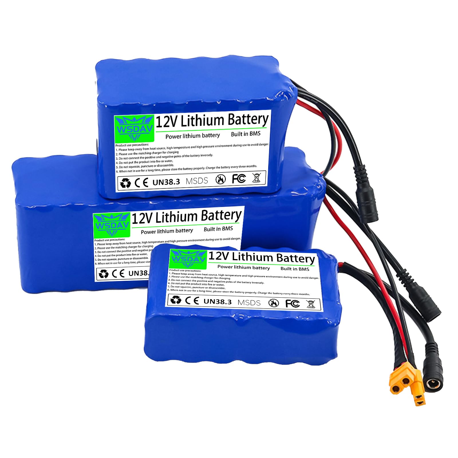 Batterie pour Bateau amorceur 12 V, Bloc-Batterie Lithium 12 V 18 Ah, 22 Ah, 24 Ah ou 30 Ah avec Chargeur pour Moteur de 200 W, 250 W, 300 W ou 360 W