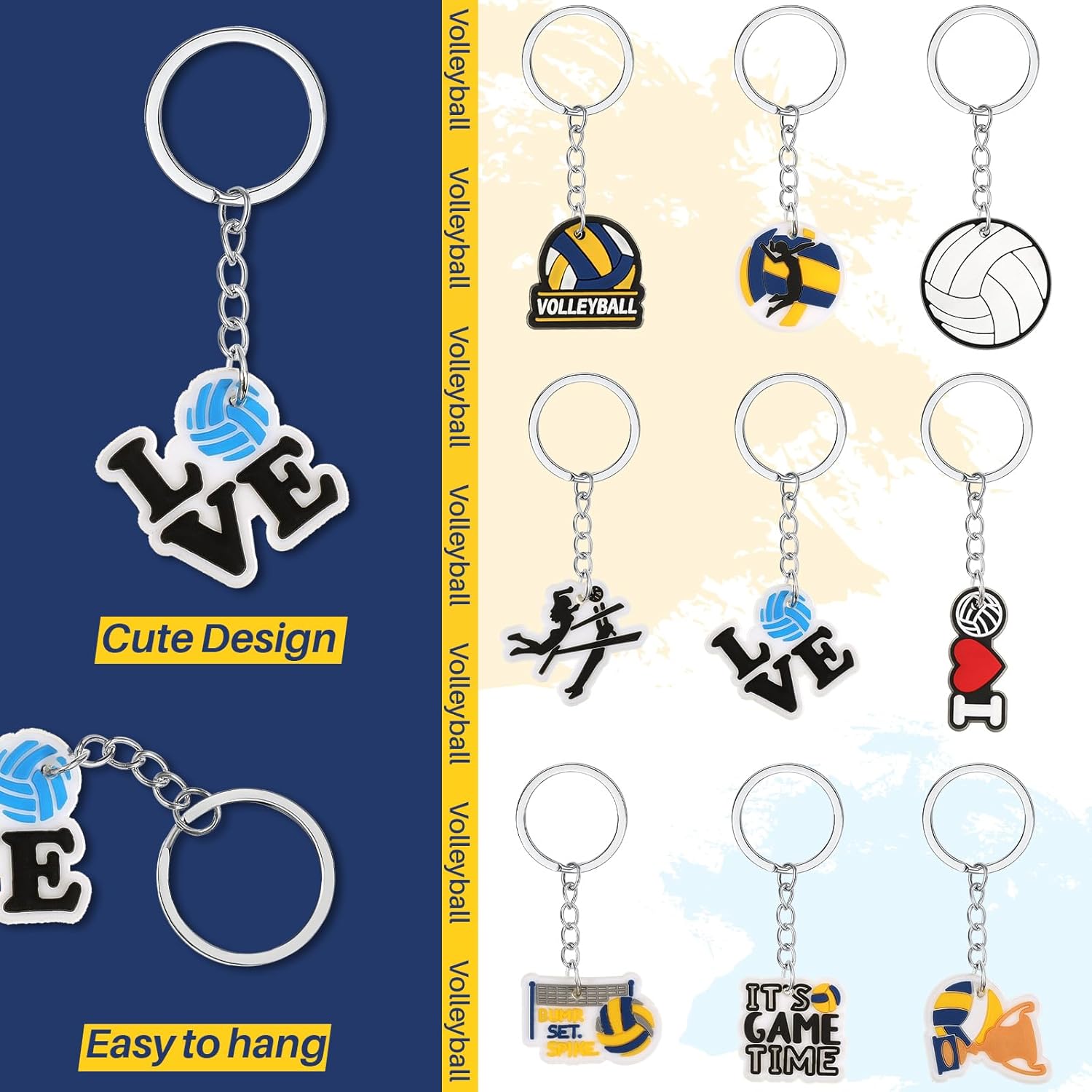 Batiyeer 36 Pack Volleyball Keychains Bulk Party Favors Sports Gifts Ball Key Chains Funny Keyring for Women Men Birthday Supplies