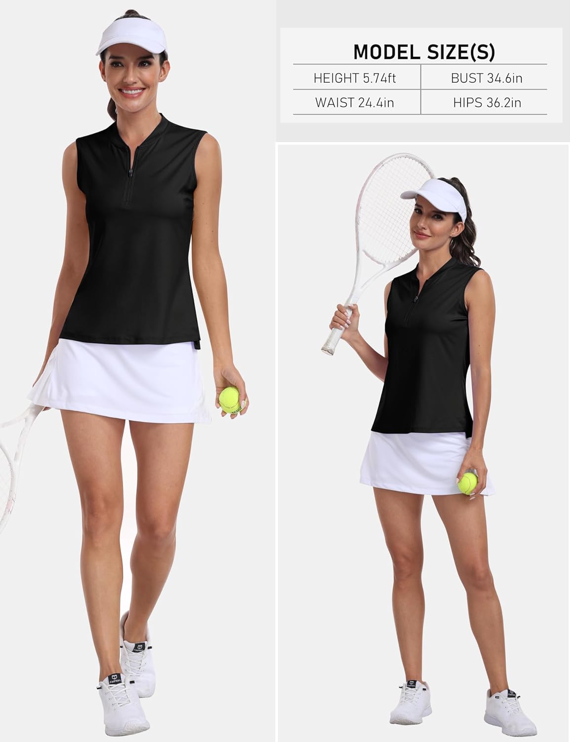 MoFiz Women's Golf Polo Shirt Sleeveless 1/4 Zip Collarless Tennis Tank Tops Quick-Dry Lightweight Athletic Sport T-Shirt - Image 6