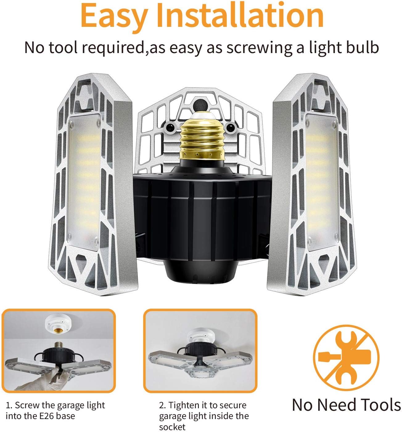 🔥 Flash Sale LED Garage Lights Motion Activated, 80W Deformable LED Garage Lights 8000LM LED Shop Lights, LED Garage Light, Motion Sensor Garage Lights with 3 Adjustable Panels