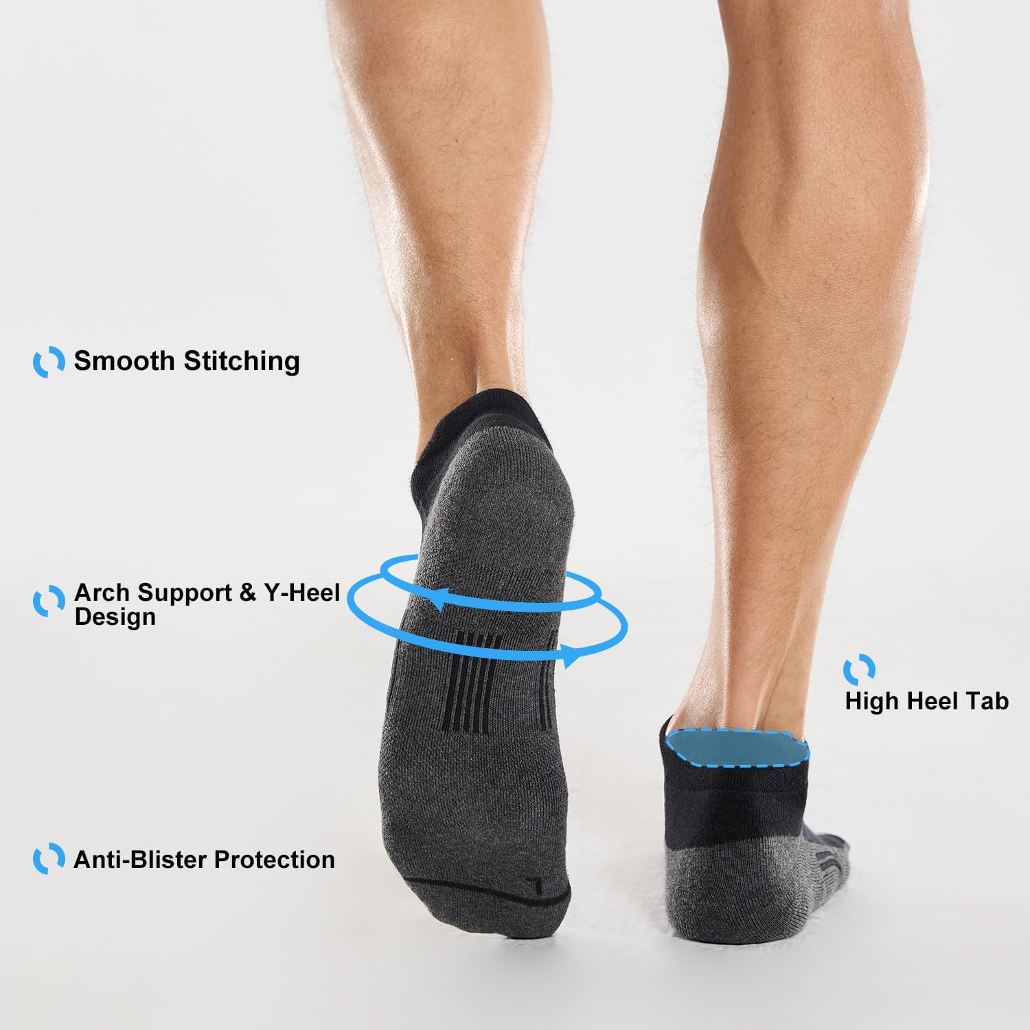 FITRELL Men's 6 Pack Ankle Running Socks Low Cut Cushioned Athletic Sports Socks 7-9/9-12/12-15 - Image 5