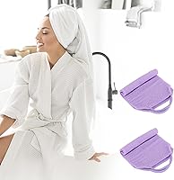 Vista 5 de 2 piezas exfoliante de espalda con asas, toalla para ducha, exfoliante de espalda de nailon, para hombres y mujeres (morado)