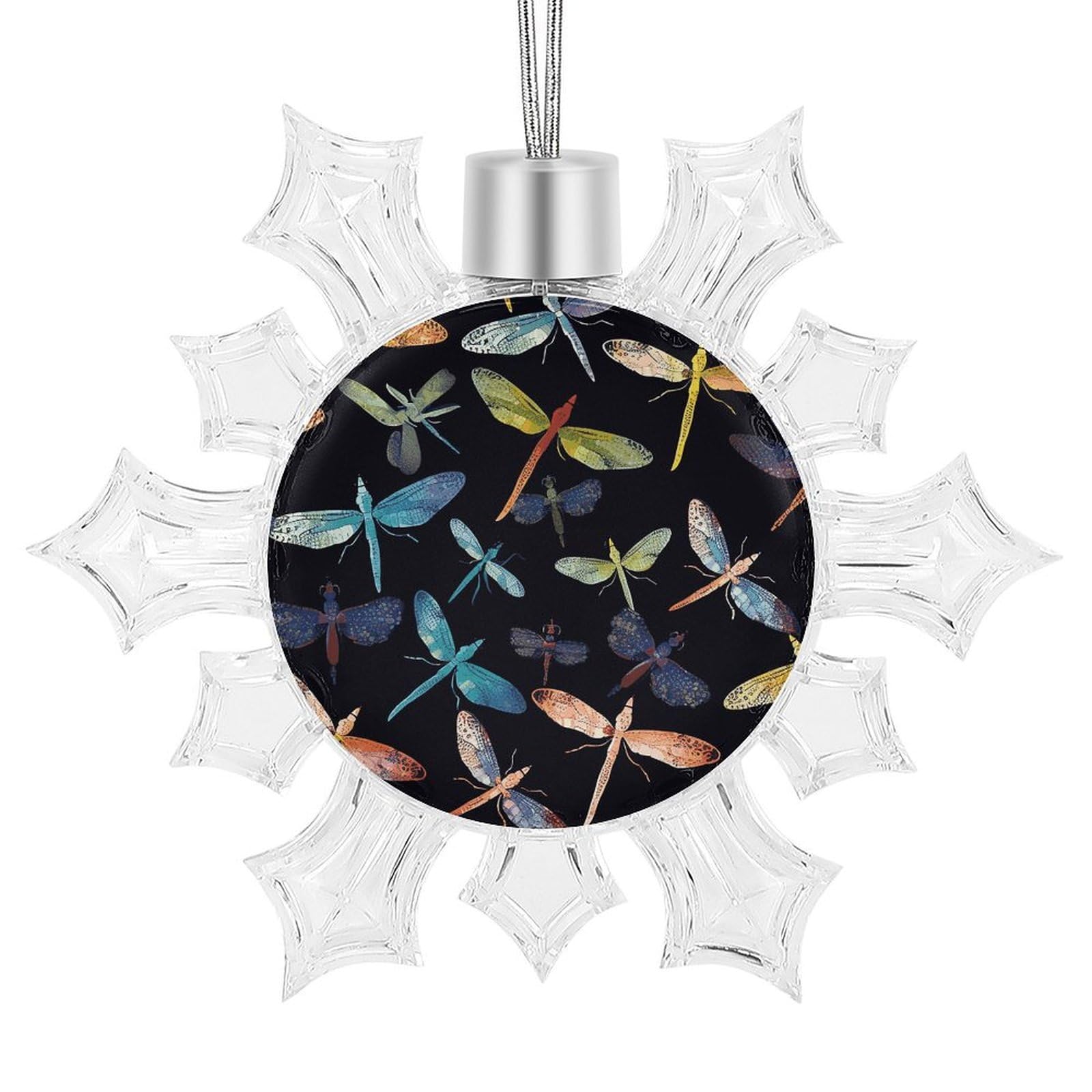 Colorful Dragonfly Snowflake Ornaments Cute Snowflake Pendant Exquisite Christmas Tree Ornaments for Christmas Weddings New Year Birthday Holiday Celebration