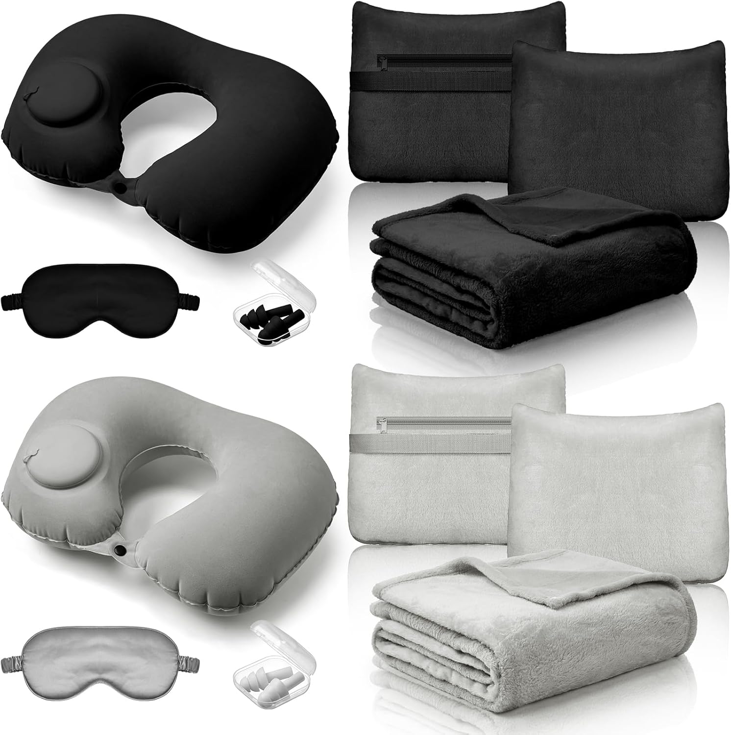 Wenqik 2 Set Travel Blanket and Pillow Set Inflatable