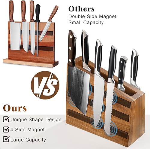 Miniatura 3 de Acacomft Soporte magnético grande para cuchillos, bloque universal para cuchillos sin cuchillos, organizador de almacenamiento de cuchillos de