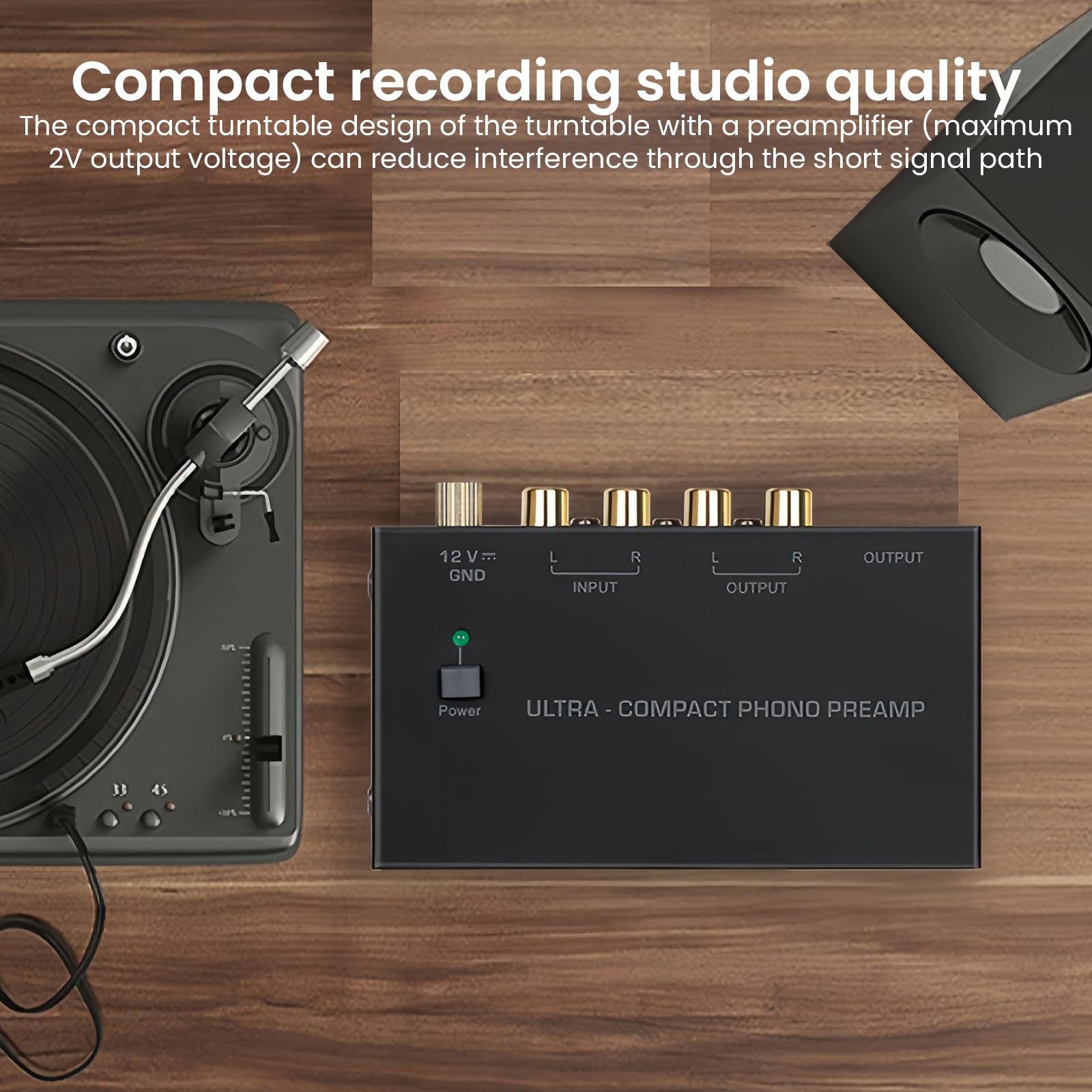 Phono Preamplificatore Giradischi con Adattatore DC 12V, RCA Input & Output