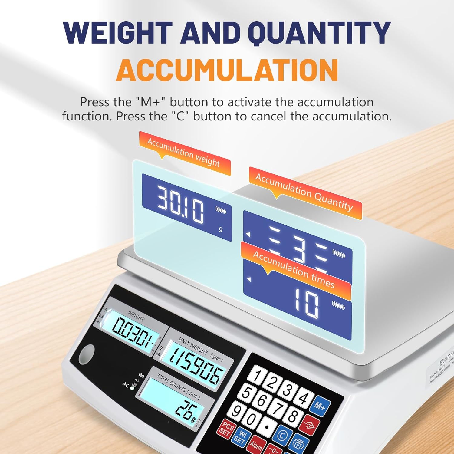 Industrial Counting Scale, Coin Scale to weigh Coins for Collectors, Scale for Parts and Coins,Digital Inventory Scale with Alarm Mode, (30kg/66lb, 0.1g), g/kg/lb