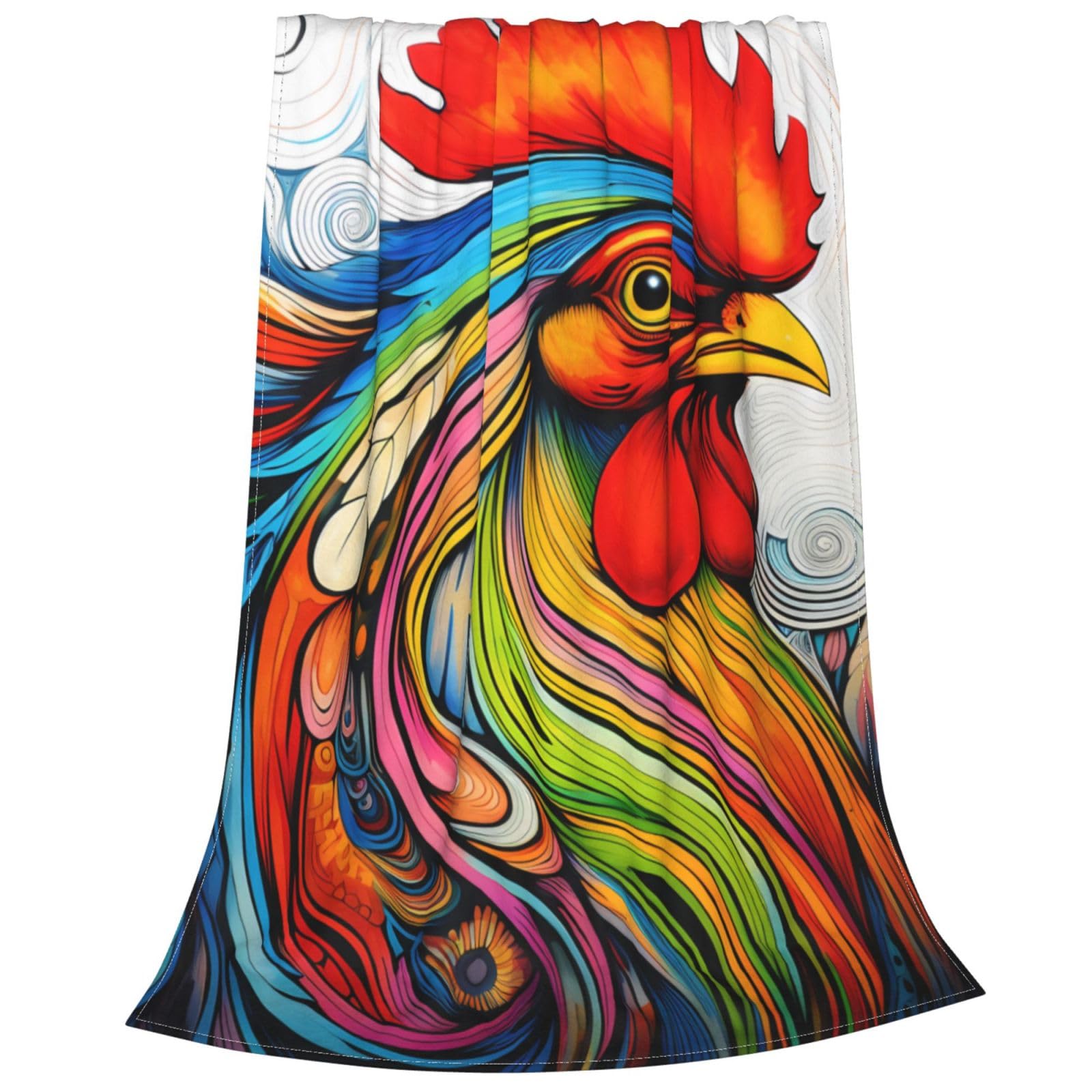 Shine Coperta in pile con stampa gallo, per divano o letto, morbida flanella di peluche per tutte le stagioni, 127 x 152,4 cm