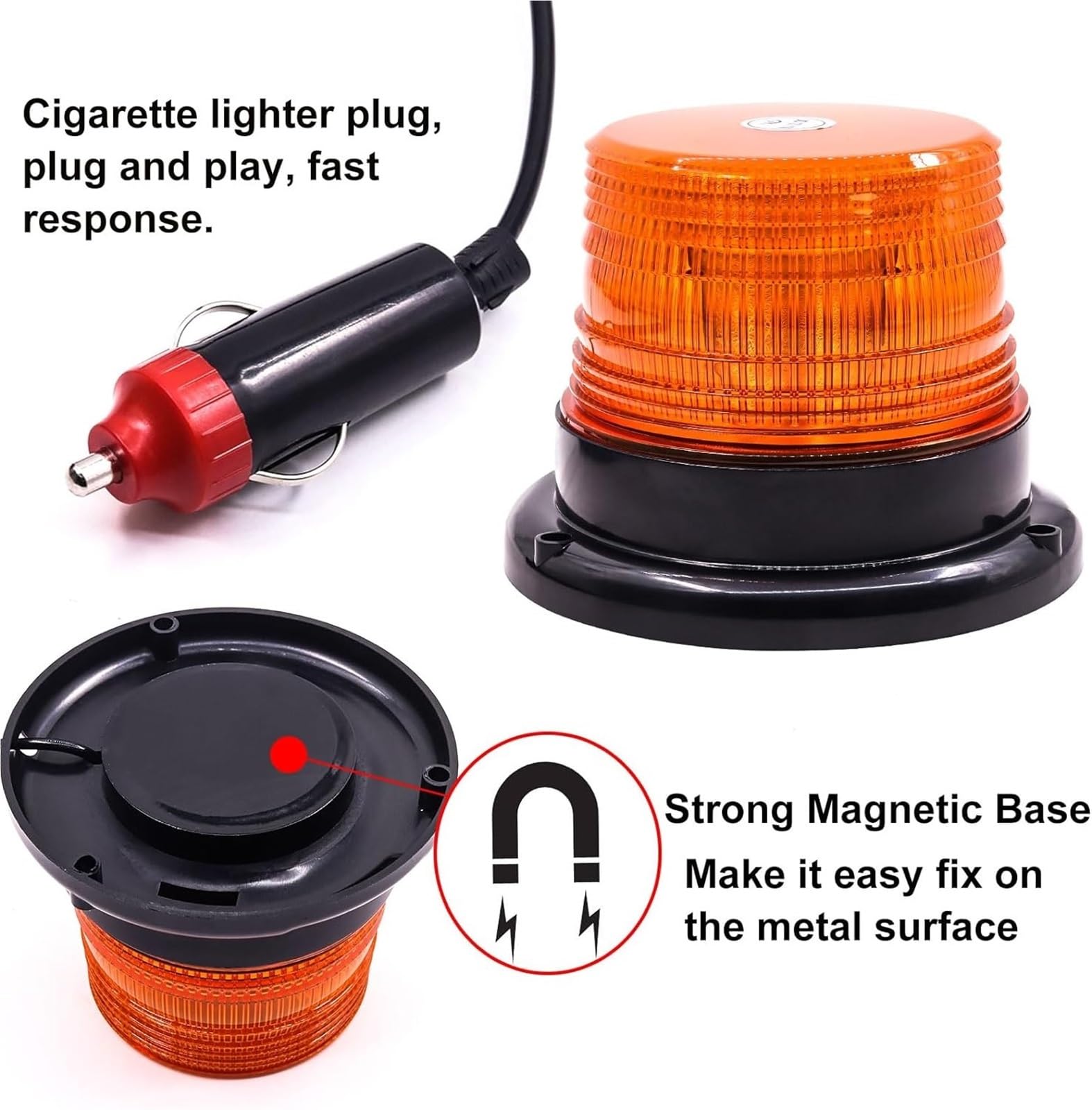 Luz estroboscópica LED amarilla de advertencia for policía, luces intermitentes de emergencia for techo de coche, camión o vehículo, luz de señalización de tráfico, 12V/24V(Red Light)