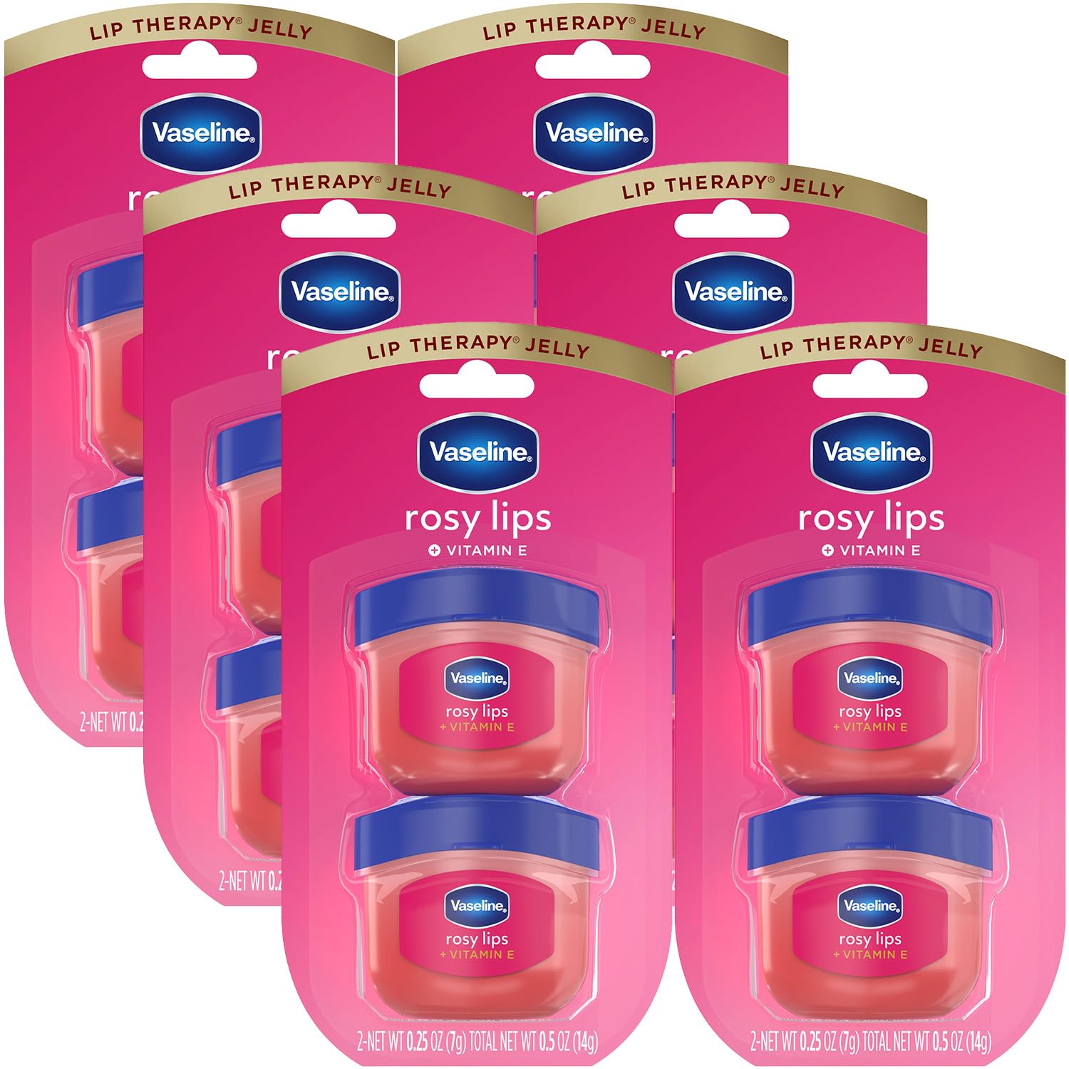 Vaseline Lip Therapy Rosy Lips Mini 12-Pack – Rose-Tinted Lip Balm