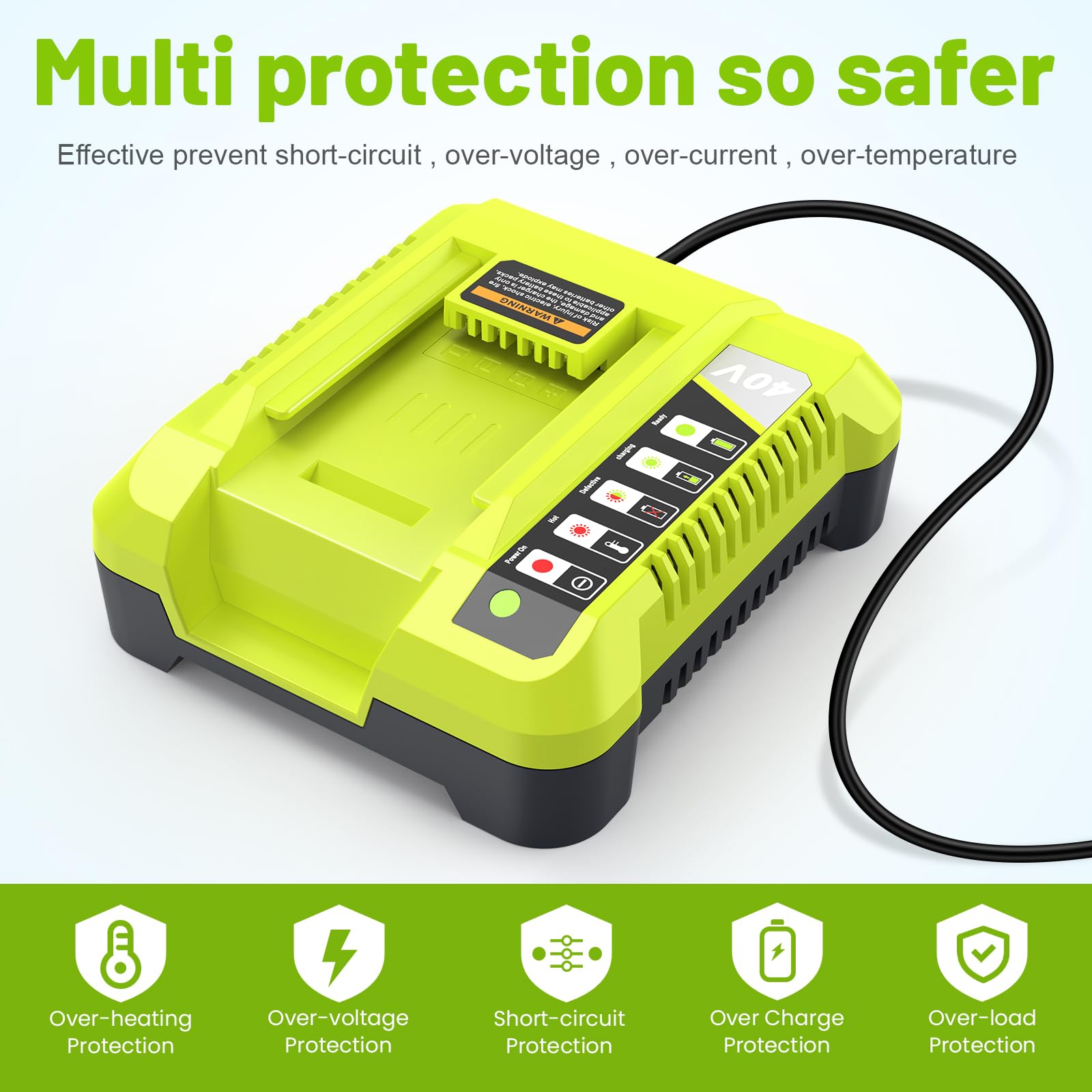 Powilling OP401 Fast Charger For Ryobi 40V Batteries - 2A Output Replacement Charger Compatible With OP4060, OP4050, OP4040 - View #12