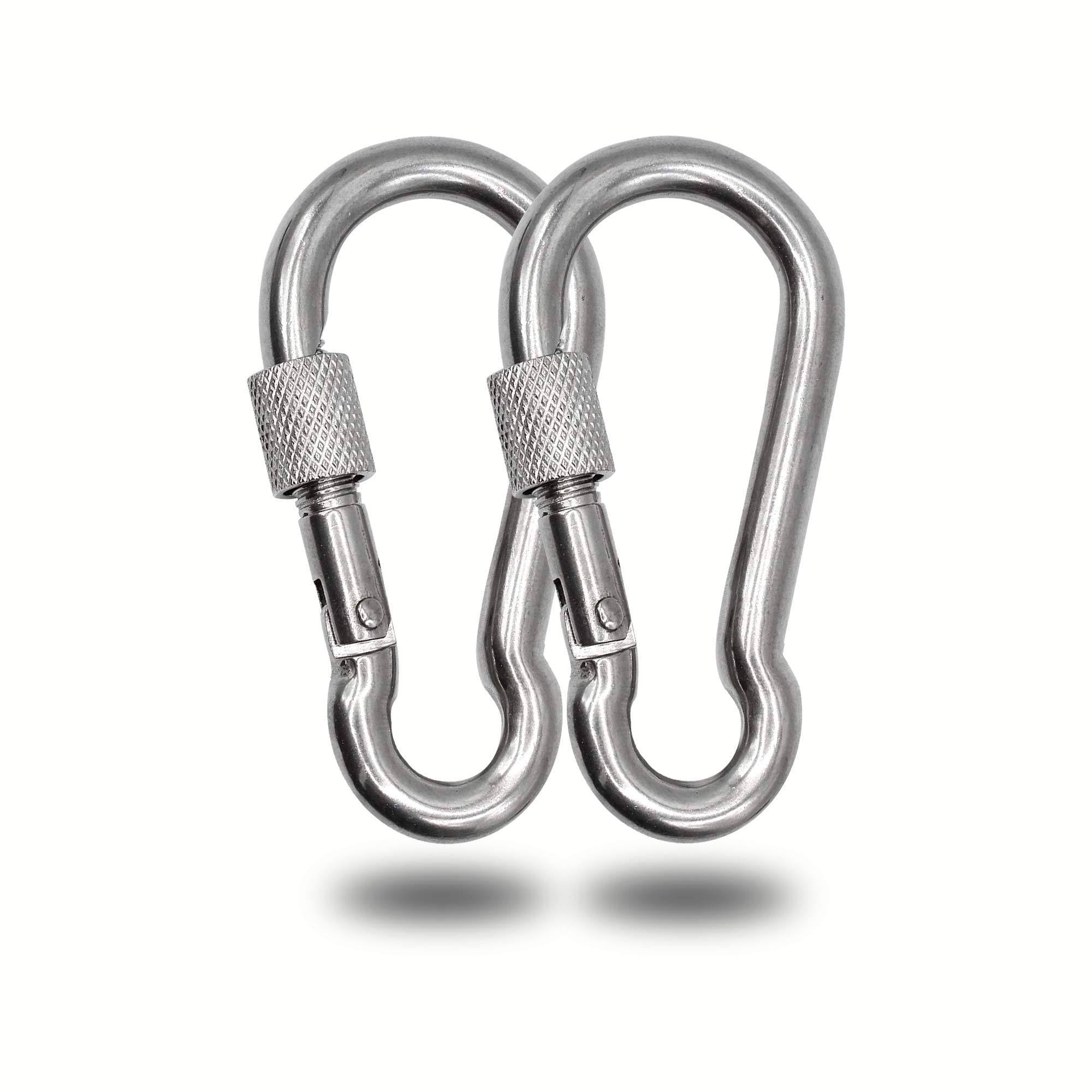 Maky Outdoors Locking Carabiners Clips 3.5" 816lbs Capacity Per Clip, Heavy Duty Galvanized Spring Action Snap Hooks for Hammocks, Punching Bags, Swing Chairs, Gym Equipment, Key, Securing Pets- 2pcs