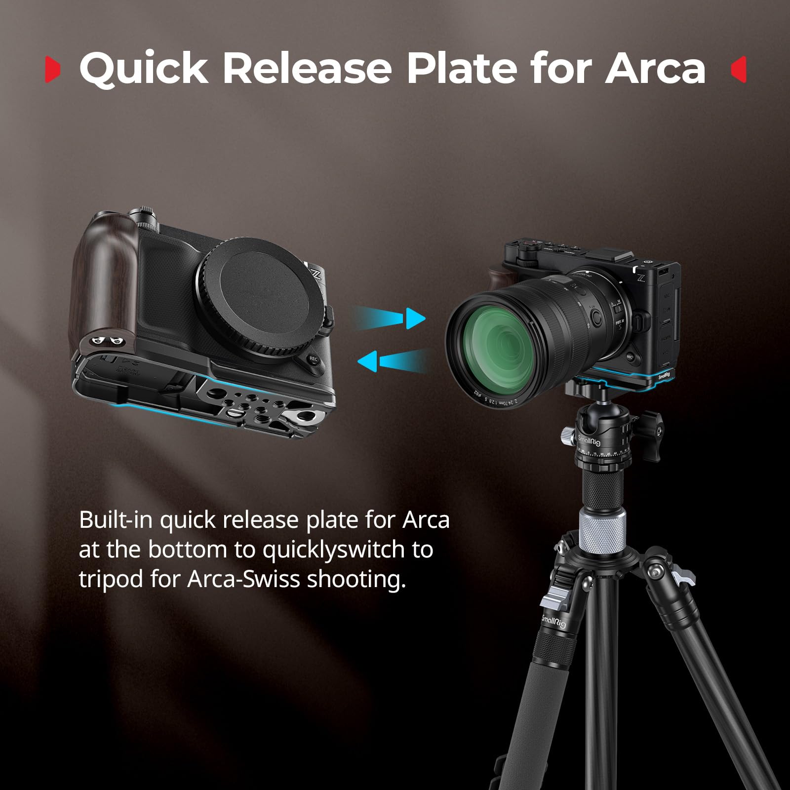 Amazon | SMALLRIG L字型ハンドル Nikon ZR用 人間工学に基づいた木製