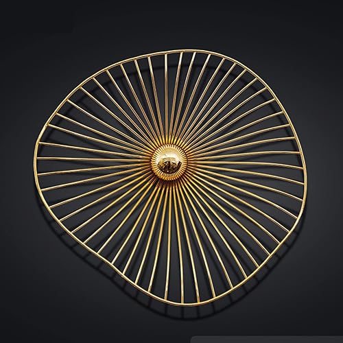 Vista 15 de QQXX Decoración de pared de metal dorado para sala de estar, esculturas de pared colgantes para decoración de dormitorio, hojas 3D de bricolaje