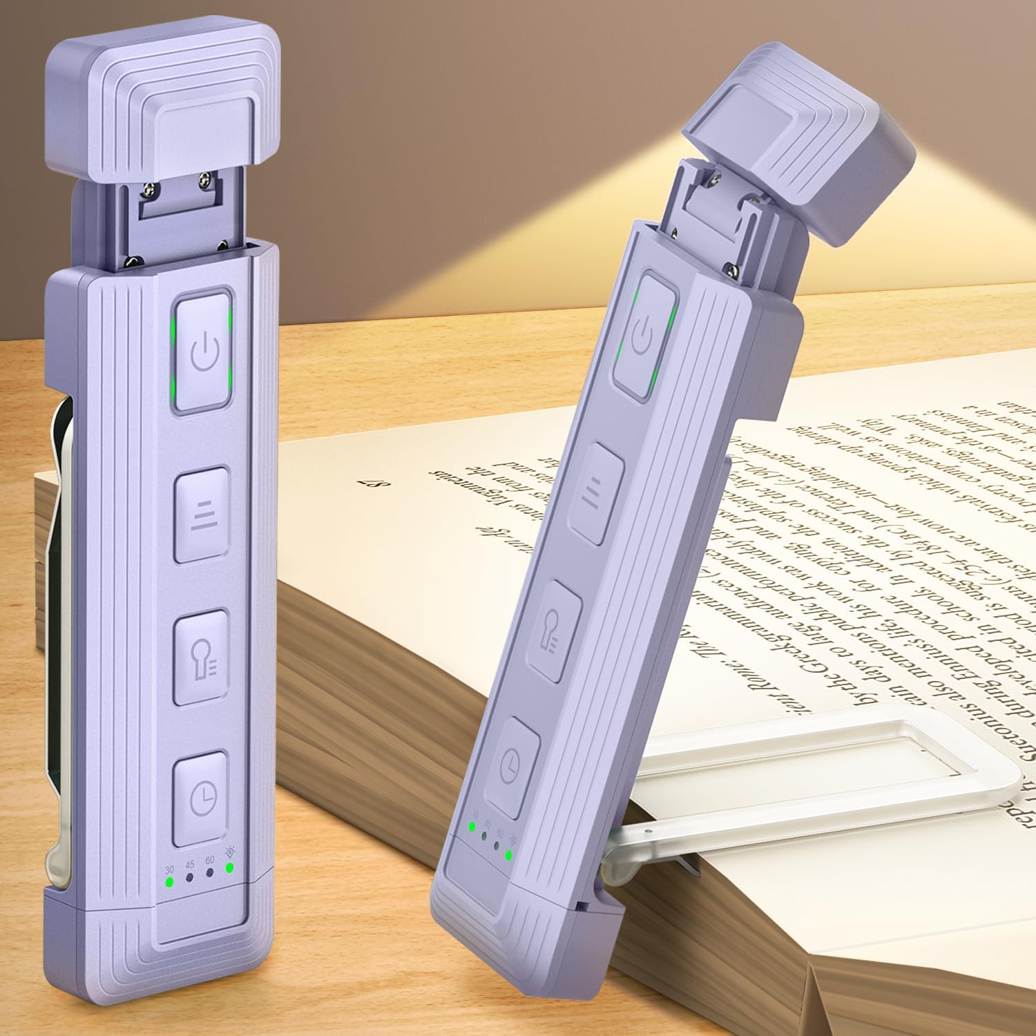 GlocusentExtendable Book Lights for Reading at Night, 5 Enhanced Brightness & 3 Colors with Sleep Aid & Timers, Clip on USB Rechargeable Reading Light for Books in Bed, Ideal Book Lovers Gifts