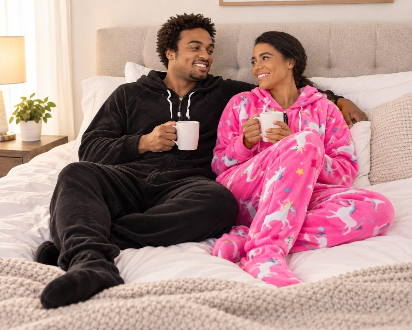 Forever Lazy Adult Onesie Pajamas, Footed Fleece One-Piece Unisex Lounge for Women and Men with Detachable Feet