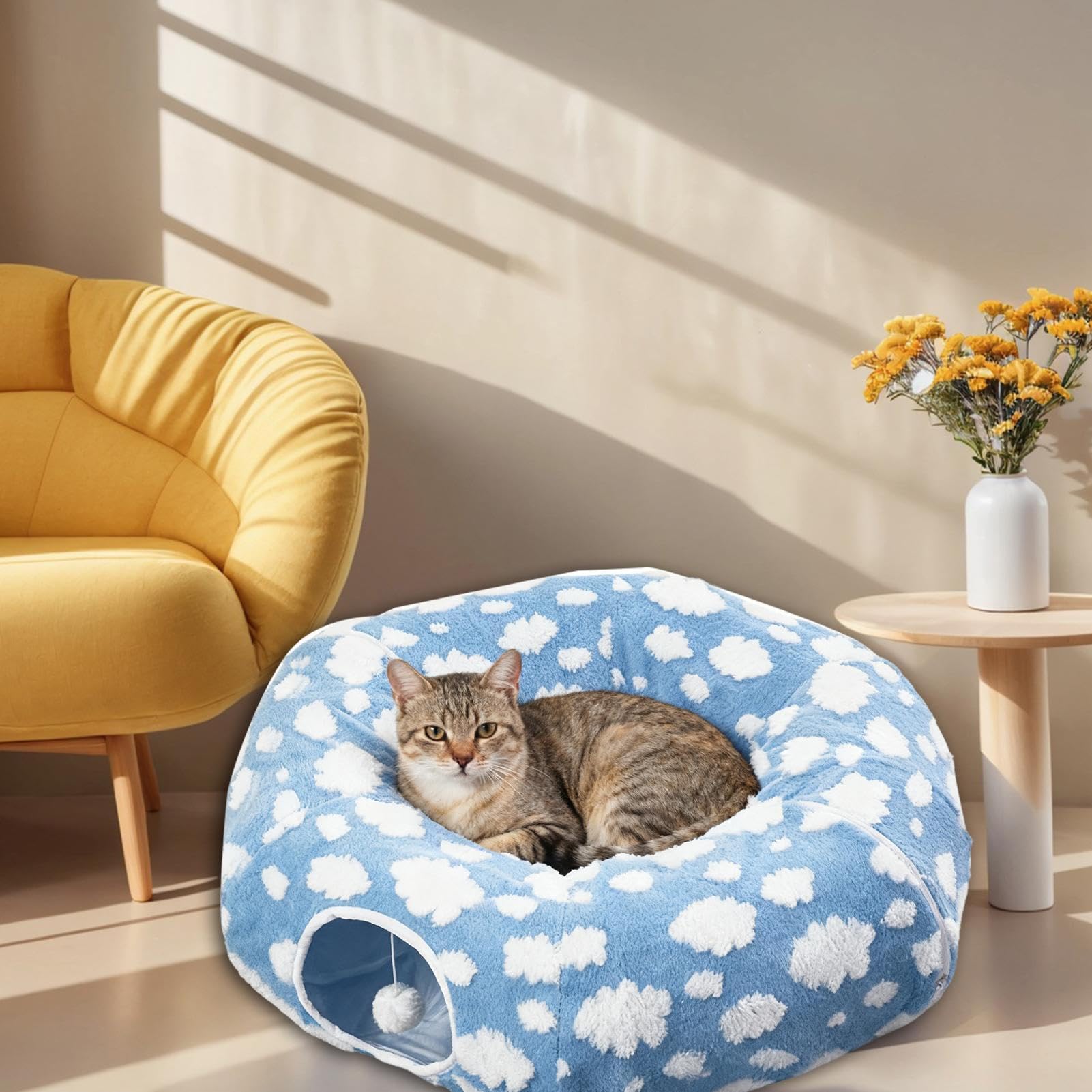 Cuccia Tunnel Per Gatti Prodotti Per Animali Domestici | Tunnel Ciambella Giocattolo Per Gatti Per Interni Camera Da Soggiorno Appartamento Cuccioli Cane Coniglio Animali Piccoli