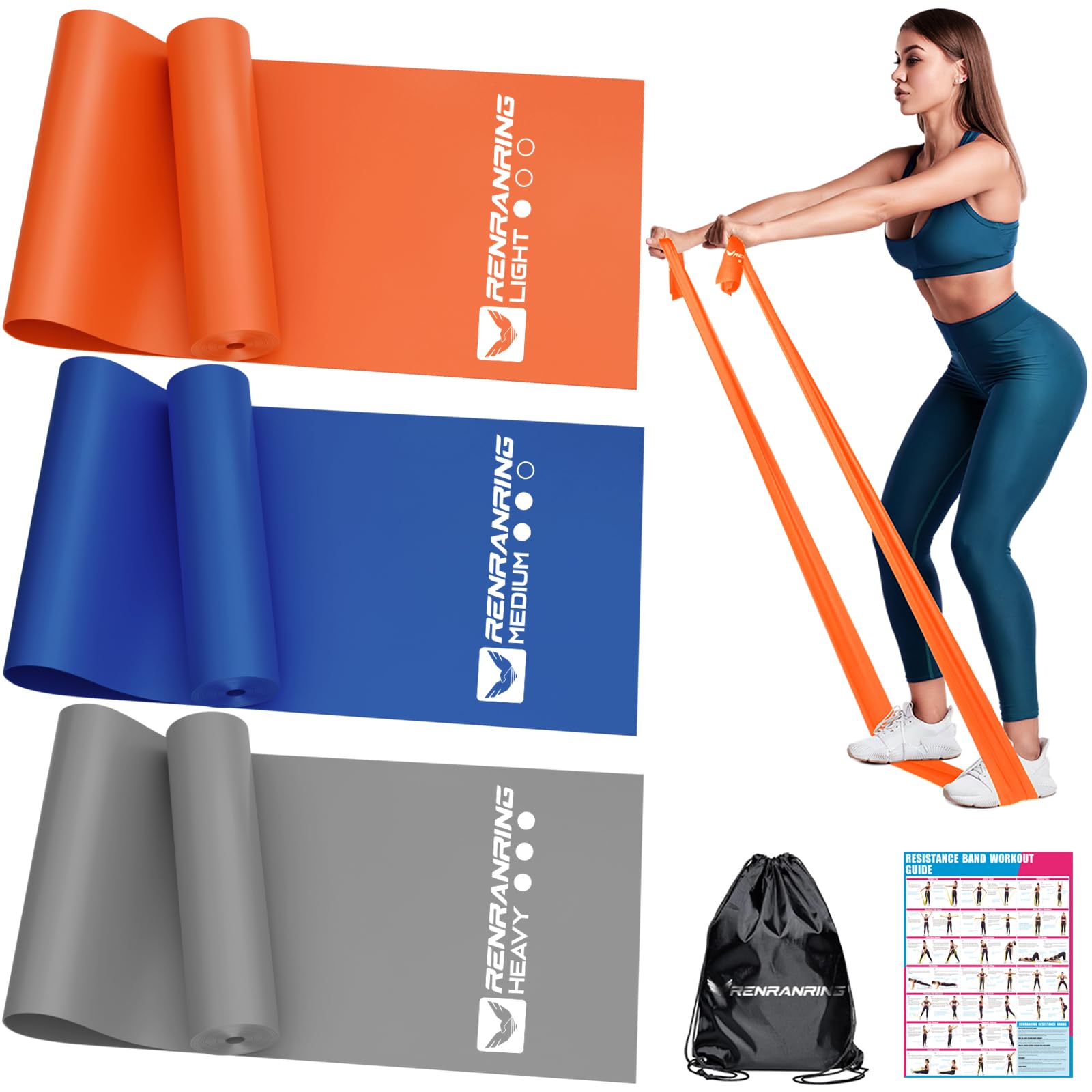 Resistance Bands for Working Out, Exercise Bands for Physical Therapy, Stretch, Recovery, Pilates, Rehab, Strength Training and Yoga Starter Set