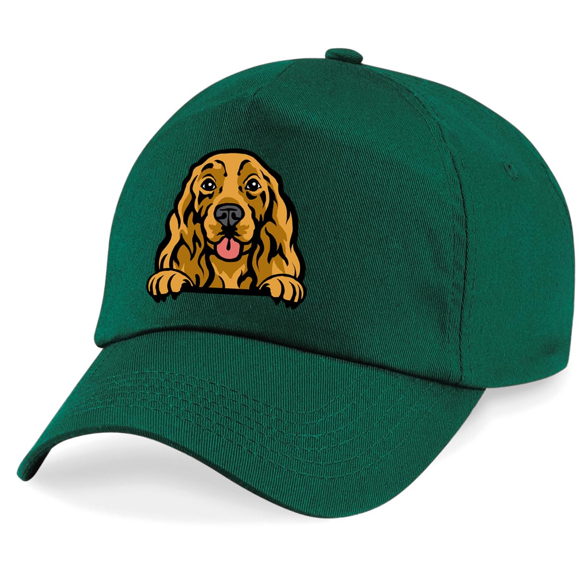 Apm Apparel Cocker Spaniel Dog Peeking Dog Unisex Baseball Cap (UK, Alpha, One Size, Green)