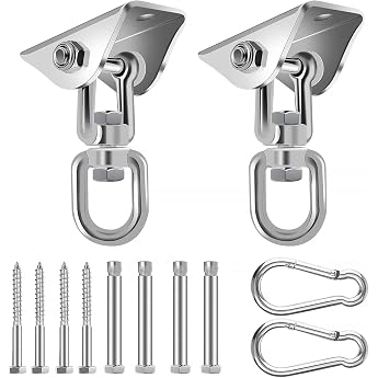 SWAWIS Ceiling Hooks Hanging Chair Heavy Duty Hooks Swing Hooks 450 kg 360  Rotating Ceiling Hook Heavy Duty Swing 304 Stainless Steel Ceiling Mount for Hanging Chair Yoga Hammock Chair Sandbag 2 Pieces