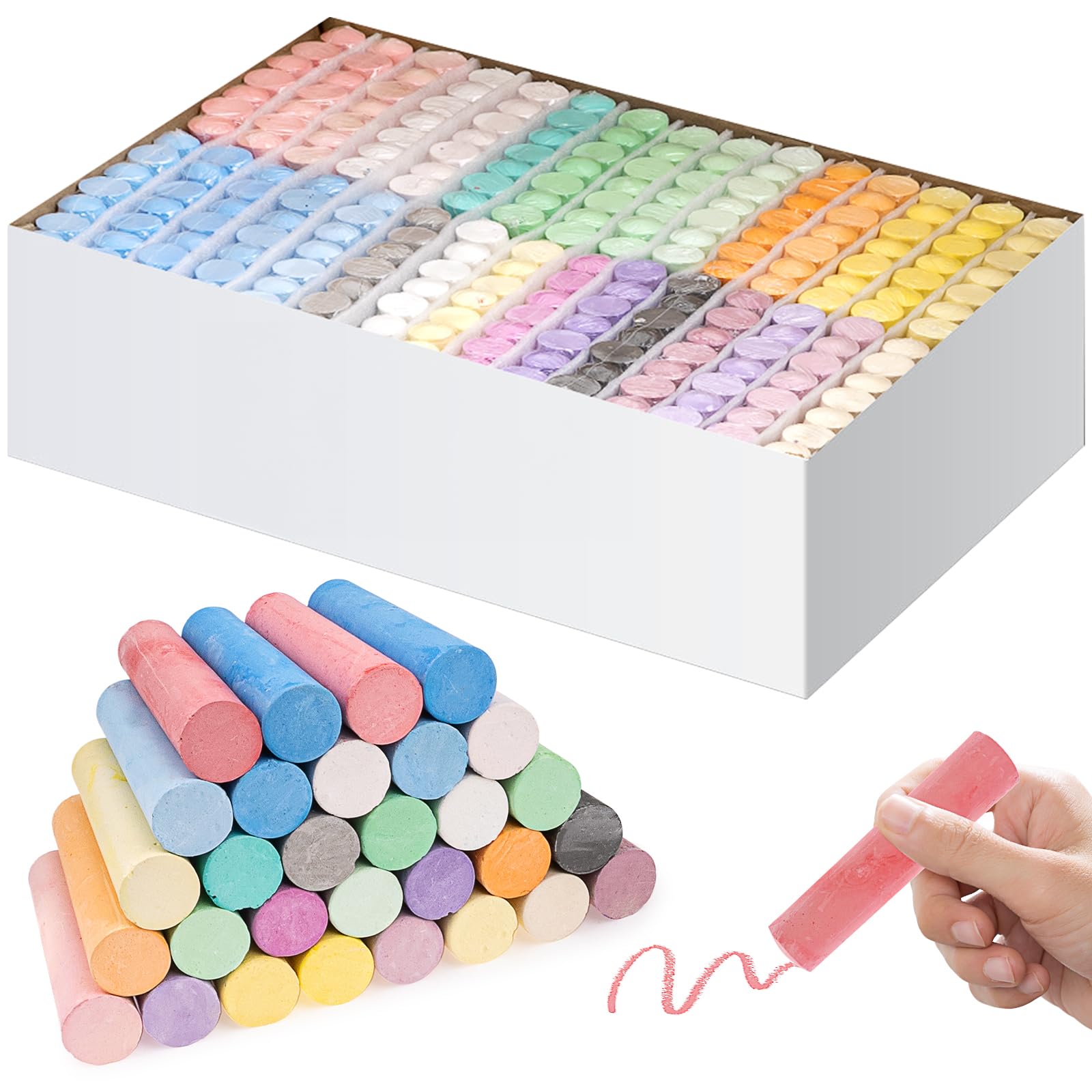 210PCS Washable Sidewalk Chalks Set in 30 Colors: Jumbo Drawing