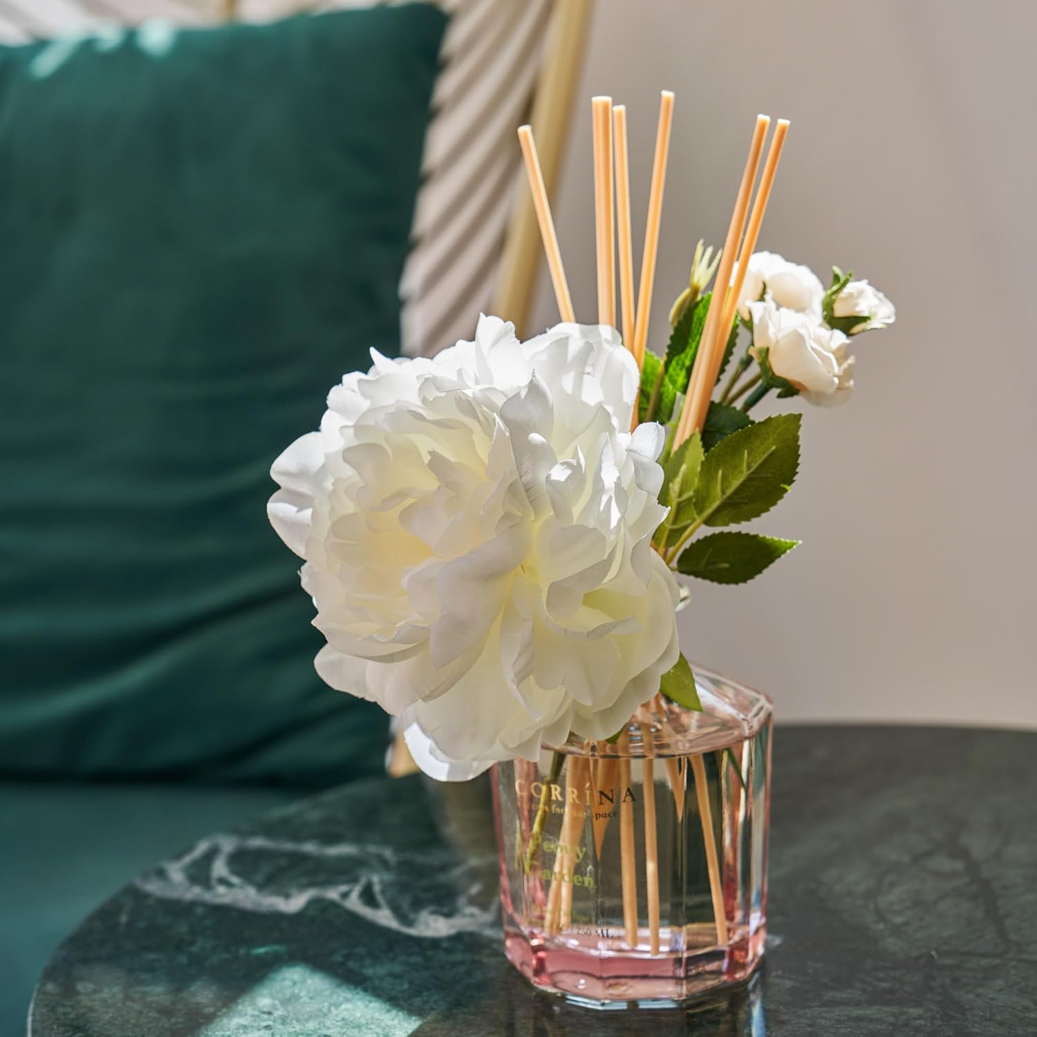 COCORRÍNA Reed Diffuser - Peony Garden 8.5oz Flower Reed Diffuser Set with 8 Sticks, Home Fragrance Reed Diffuser for Home Bedroom Office Bathroom Shelf Decor (Master Collection) - Image 7