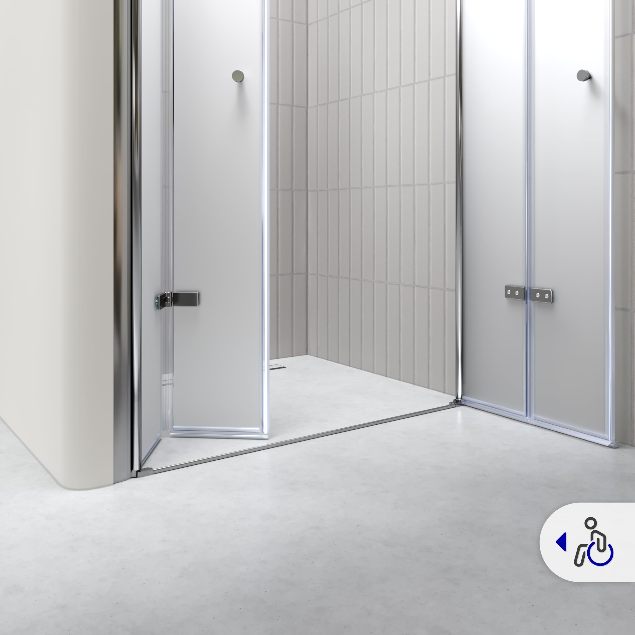 Mampara de Ducha Lena DT877 136-140x195 cm con Puertas Plegables, Perfiles Cromados y Cristal Templado Satinado