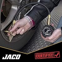 Vista 3 de Jaco, EliteProPlus, medidor de presión para neumáticos con boquillas de inflado intercambiables, 160 PSI