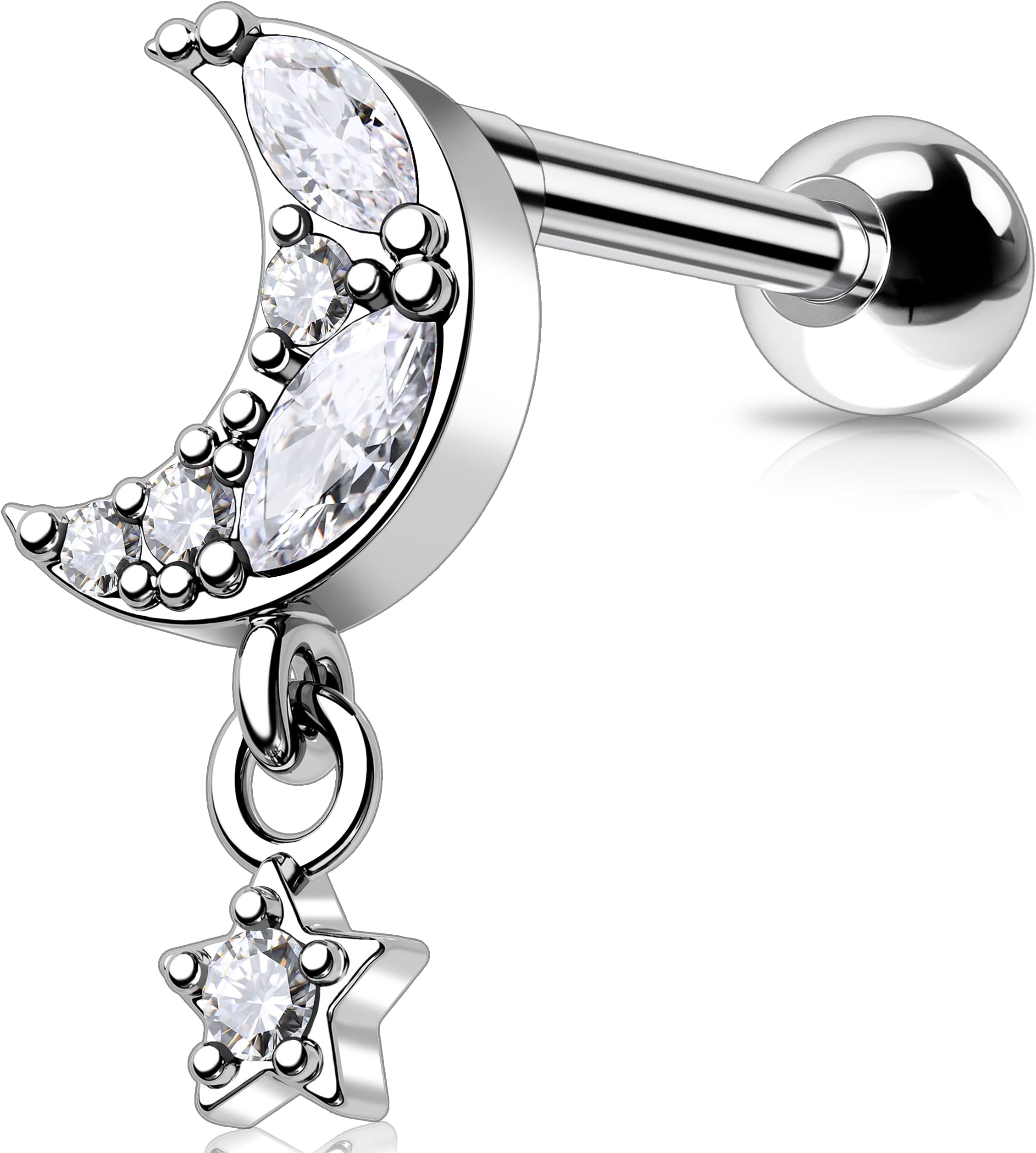 Melighting 16G Helix Earrings Upper Ear Cartilage Earrings Stainless Steel 316L Tragus Piercing Jewelry Clear CZ Conch PIercing Jewelry Earrings Studs for Women Body Piercing Jewelry