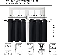 Vista 176 de Simplebrand Juego de 2 paneles de cenefa aguamarina para ventana de cocina de 14 pulgadas de largo, cortinas de oscurecimiento de habitación