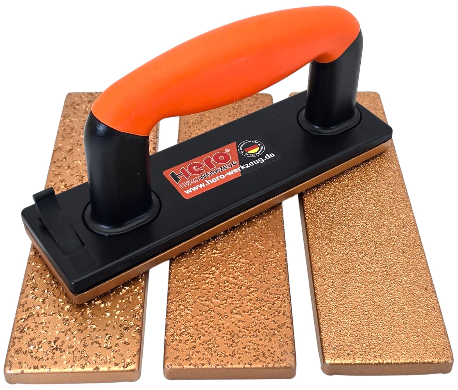HERO Hartmetall Handschleifer Set 5-tlg. K24/K36/K60 – Wolframcarbid Schleifbrett für Holz, Estrich, Fliesenkleber & Spachtelmasse – Schleifklotz mit Magnet-Wechselsystem für Renovierung & Sanierung | Bis zu 1500× längere Standzeit dank Wolframcarbid-Besc