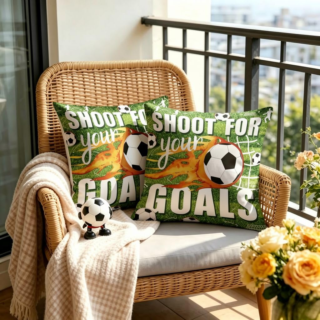 Flaming Soccer Inspirational QuoteLinen Pillow Covers -14x14