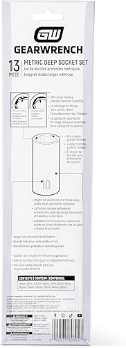 Miniatura 6 de GEARWRENCH 13 Pc. 14" Drive 6 Pt. Juego de llaves de vaso profundas, métricas - 80304