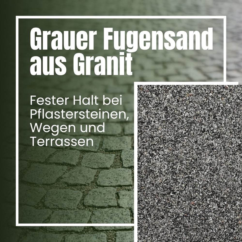Fugensand Grau 25 kg 0,1-2,0 mm Quarzsand Fugensand Granitsand Splitt Pflastersand Fugen Sand Pflasterstein Granit Einkehrsand