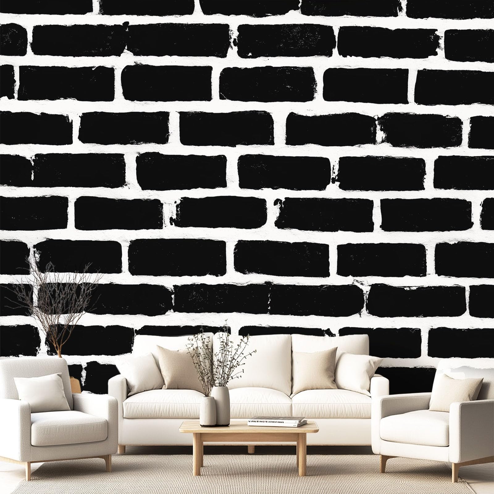 Minimalistyczna tapeta 3D, przemysłowa, 400 x 280 cm, mural, czarno-biała cegła, tapeta do sypialni, przedszkola, malowniczego ogrodu, wisząca