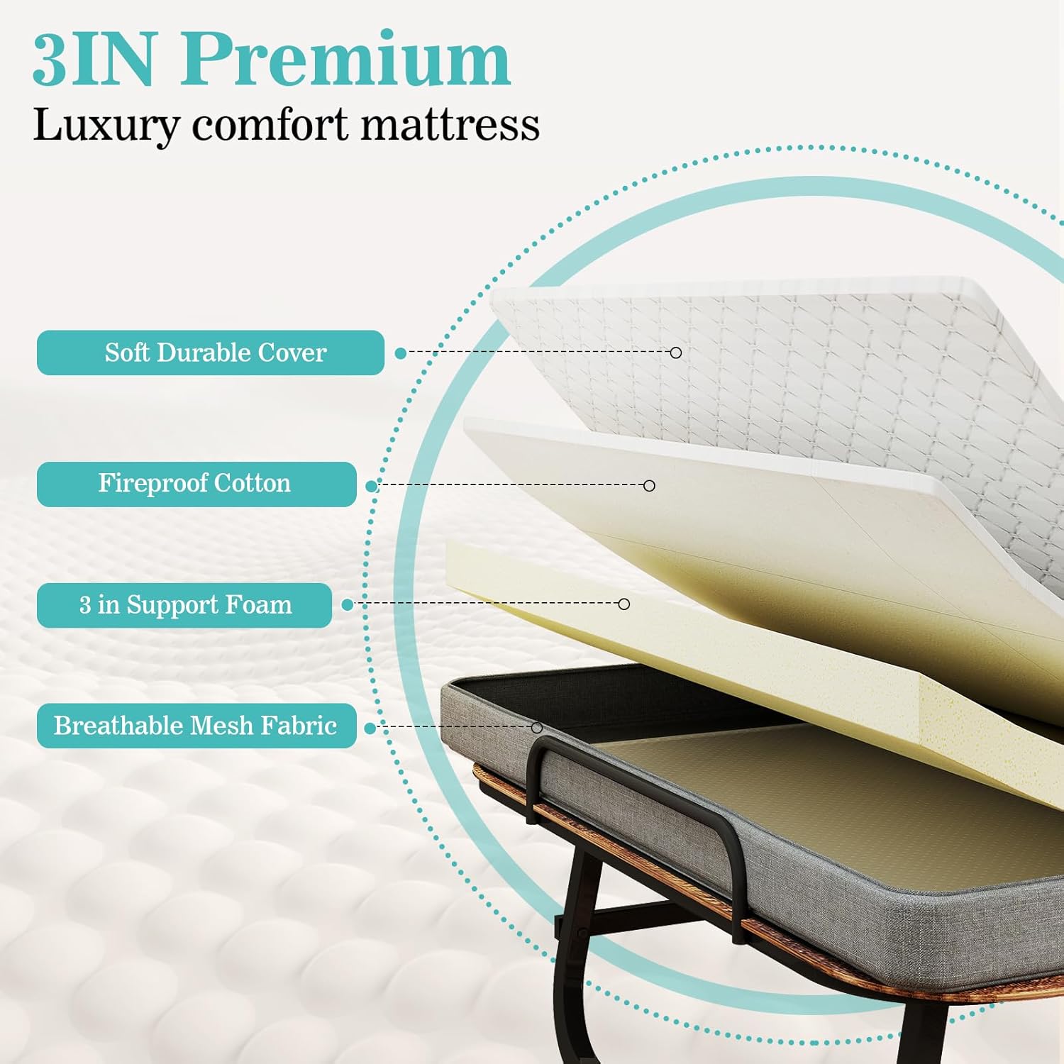 Folding Bed with Mattress,Rollaway Bed for Adults,75" x 31" Cot Size with Memory Foam,Metal Bed Frame on Wheels for Guest, Space Saving Roll Away Beds for Easy Storage