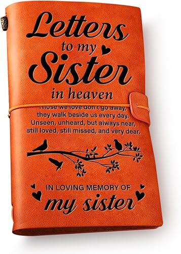 NGAEAK Diario de cuero con grabado para la pérdida de la hermana, regalo de condolencias para hermana, diario de viaje de cuero grabado en relieve,