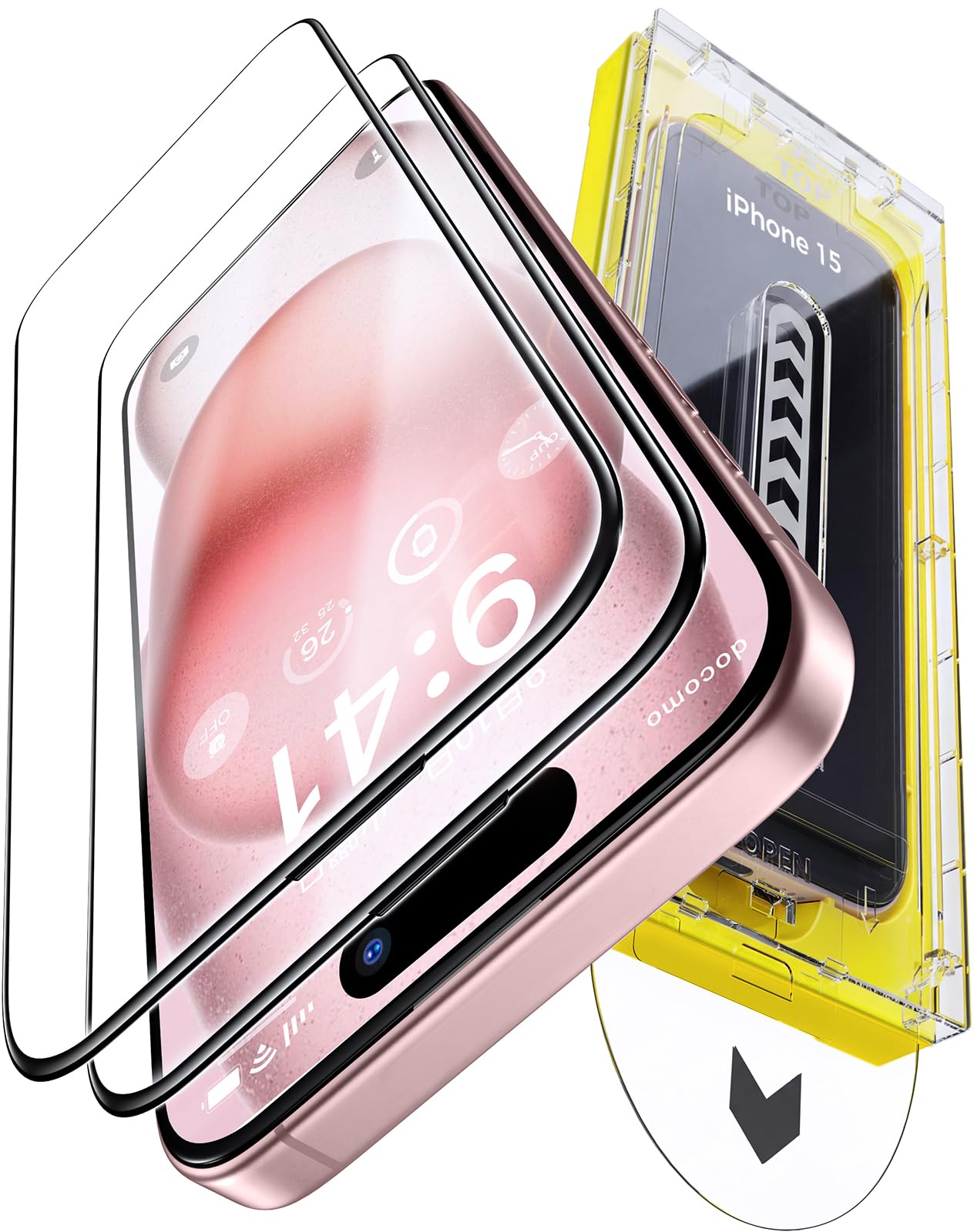 Amazon | iPhone 15 ガラスフィルム 用 【10H+硬度 航空宇宙ガラス
