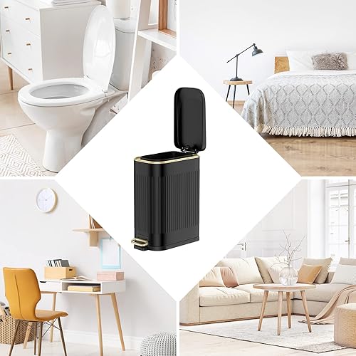 Miniatura 7 de BETHEBEST Bote de basura de 15 litros4 galones con tapa de cierre suave, cubo de basura de acero inoxidable con papelera extraíble, cubo de basura